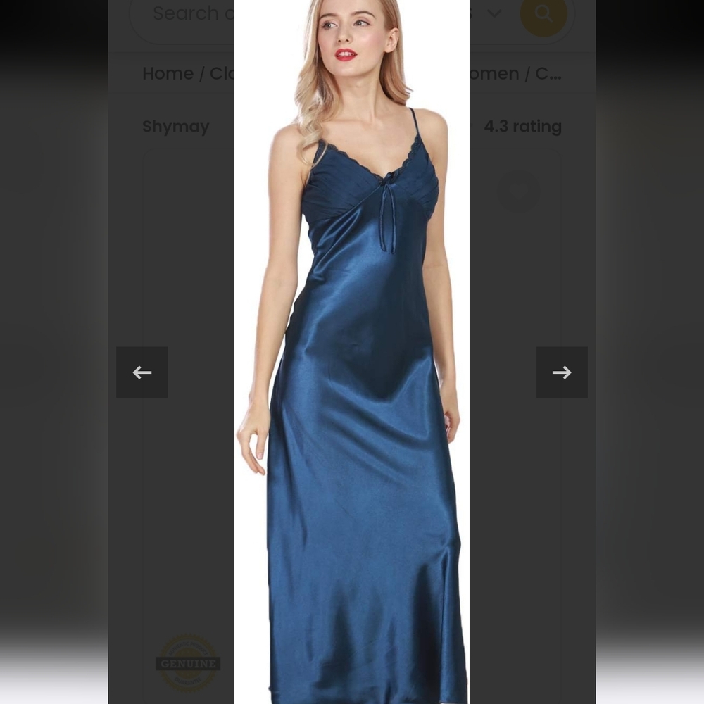 Elegant Blue Satin Nightgown
